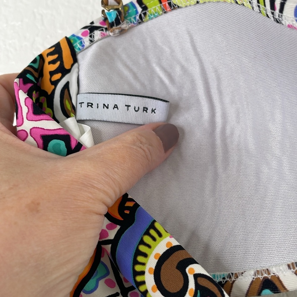 Trina Turk Vibrant Geometric Bikini Top size 6 - Picture 6 of 7